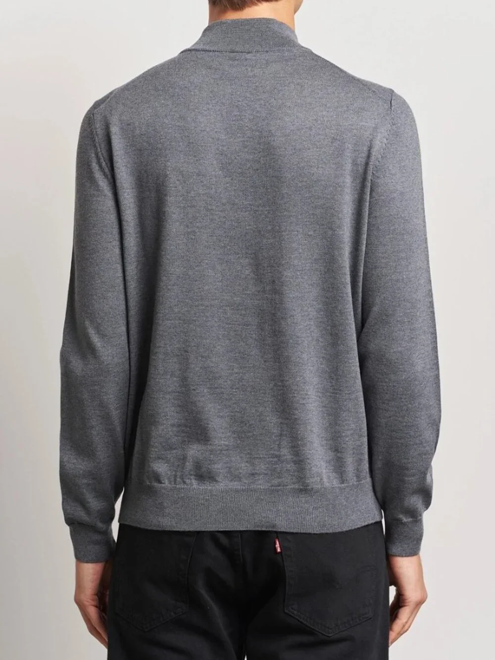 NWT Boss Men's Medium Grey Virgin Wool /Cashmere Quarter-Zip Sweater
